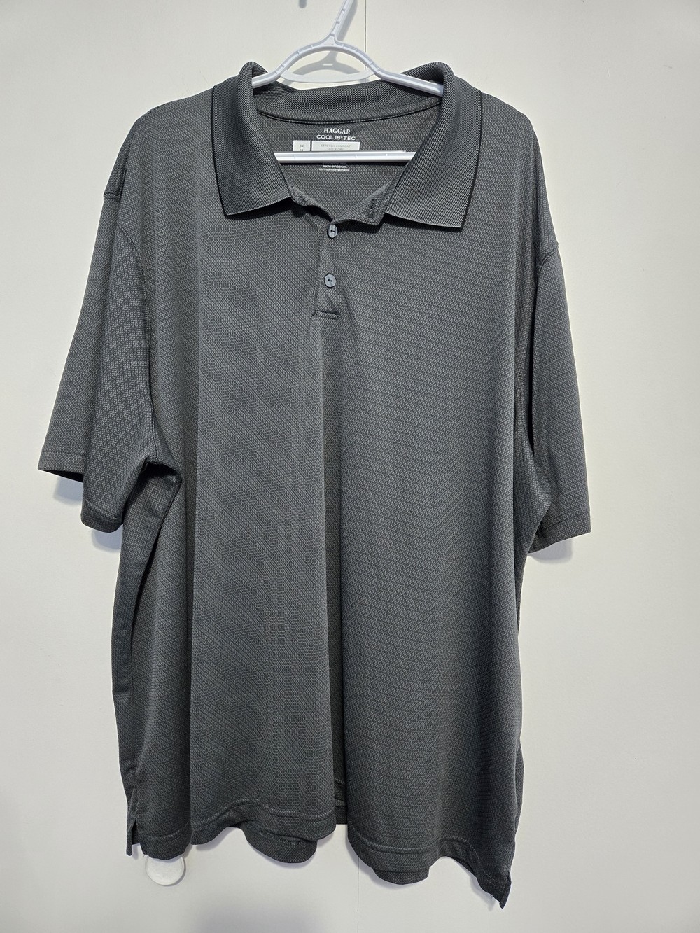 Haggar‎ Cool 18 Tec Polo Shirt Gray 3X Quick Dry Stretch Golf Casual